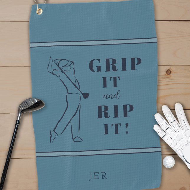 Funny Humourous Golf Grip Rip Mens Custom Pro Gree Towel (Creator Uploaded)