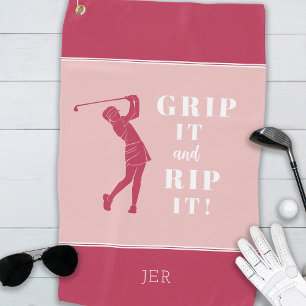 Funny Humourous Golf Grip Rip Womens Magenta Red Towel