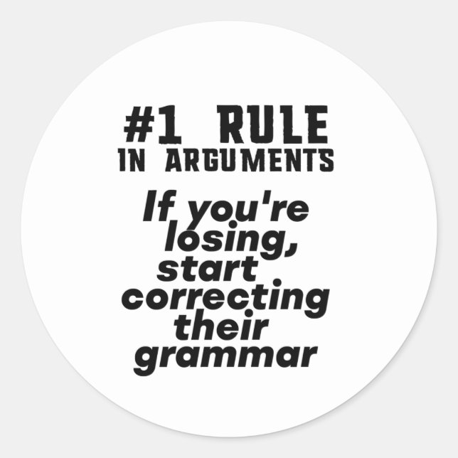 Funny Humourous Grammar Quote English Teacher Classic Round Sticker (Front)