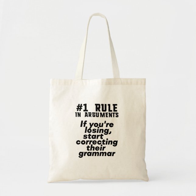 Funny Humourous Grammar Quote English Teacher Tote Bag (Front)