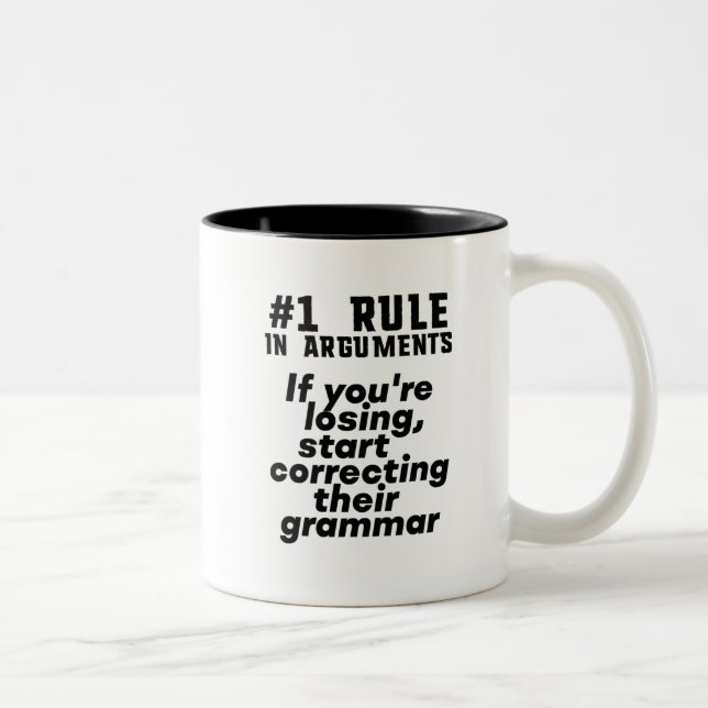 Funny Humourous Grammar Quote English Teacher Two-Tone Coffee Mug (Right)