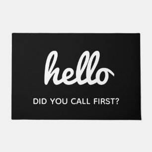Funny Humourous Hello Black and White Doormat