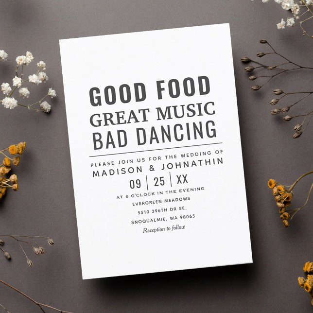 Funny Humourous Modern Black & White Wedding  Invitation (Creator Uploaded)