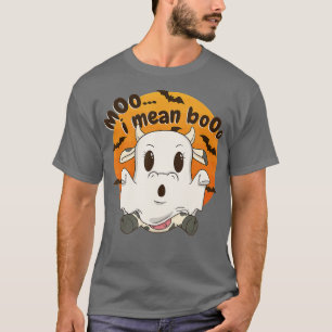 Funny Humourous Moo I Mean Boo Cow Ghost Halloween T-Shirt