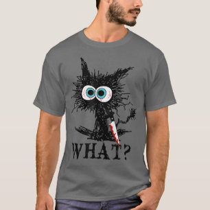 Funny Humourous Murder Cat Knife What Design T-Shirt