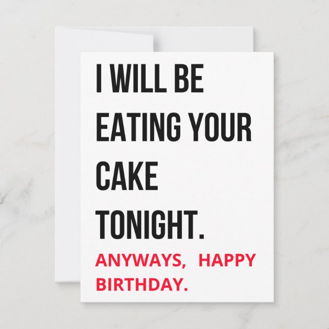 Funny Humourous Naughty Happy Birthday Card (Front)