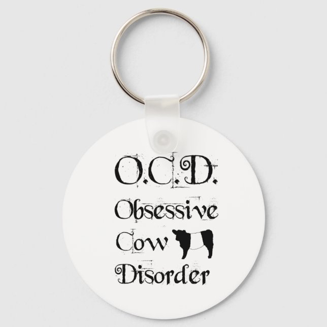 Funny Humourous OCD Obsessive Cow Disorder Belties Key Ring (Front)