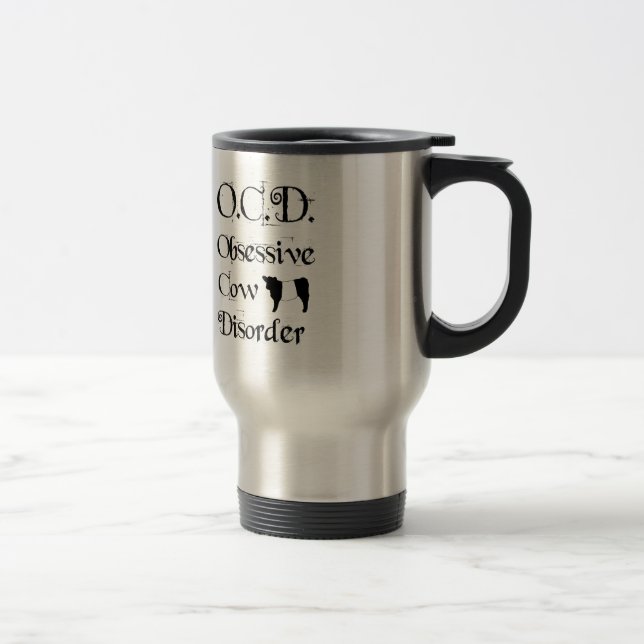 Funny Humourous OCD Obsessive Cow Disorder Belties Travel Mug (Right)