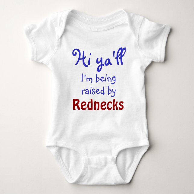 Funny humourous redneck text baby bodysuit (Front)