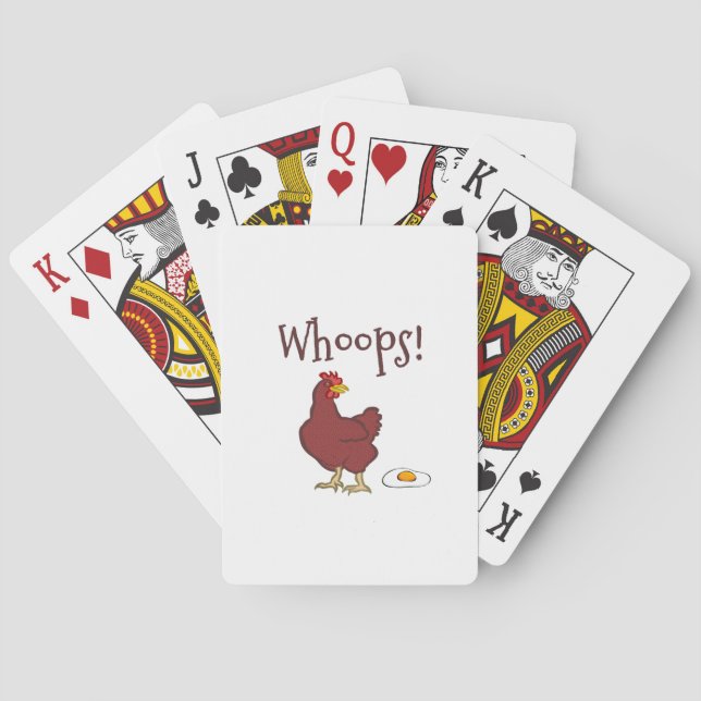 Funny Humourous Whoops Chicken Laying Fried Egg Playing Cards (Back)