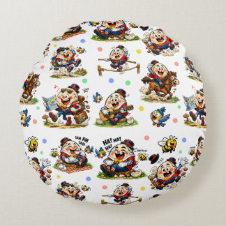 Funny Humpty Dumpty Cartoon Round Cushion