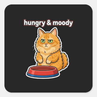 Funny Hungry and Moody Ginger Cat Meme Square Sticker
