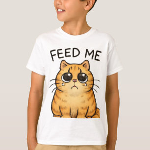 Funny Hungry Cat Staring for Food Art T-Shirt