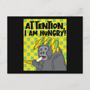 Funny / Hungry Gorilla With Saying Postcard