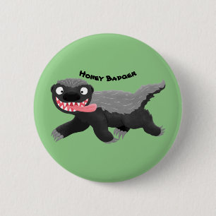 Funny hungry honey badger cartoon illustration 6 cm round badge