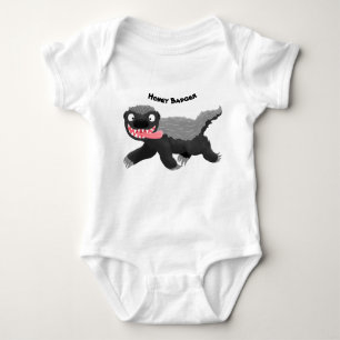 Funny hungry honey badger cartoon illustration baby bodysuit