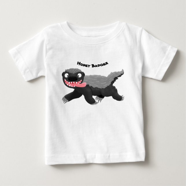 Funny hungry honey badger cartoon illustration baby T-Shirt (Front)