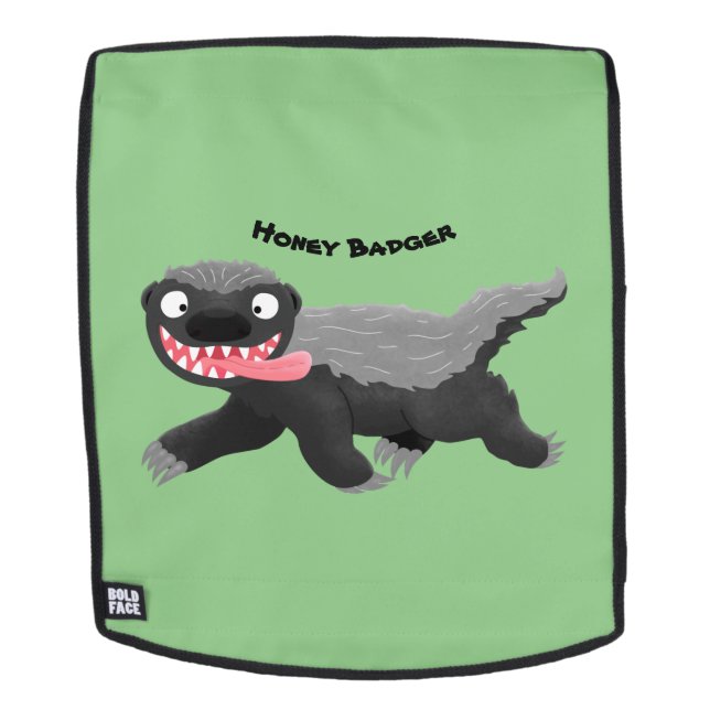 Funny hungry honey badger cartoon illustration backpack (Removable Face)
