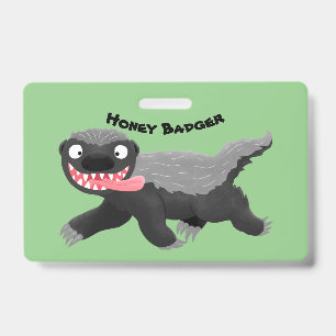 Funny hungry honey badger cartoon illustration ID badge