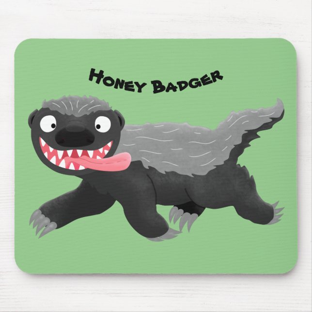 Funny hungry honey badger cartoon illustration mouse pad (Front)