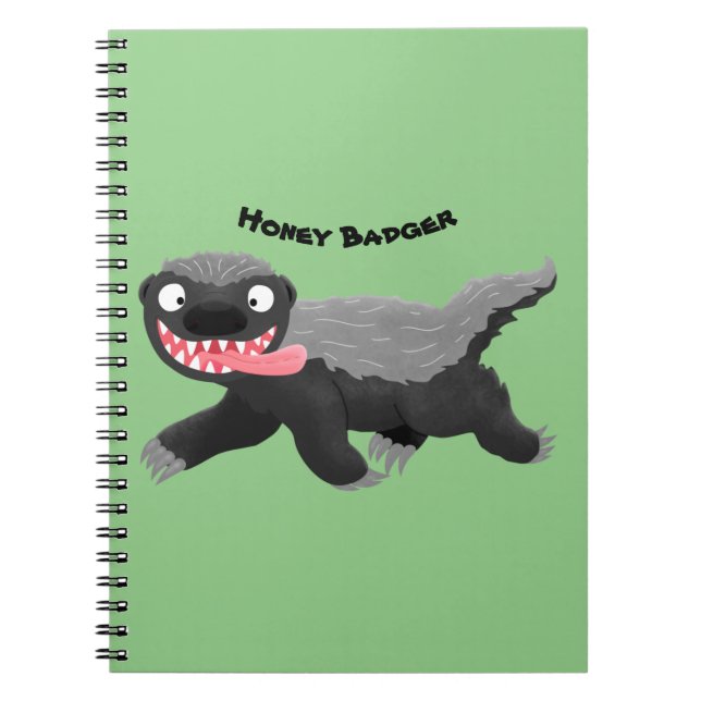 Funny hungry honey badger cartoon illustration notebook (Front)