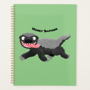 Funny hungry honey badger cartoon illustration planner