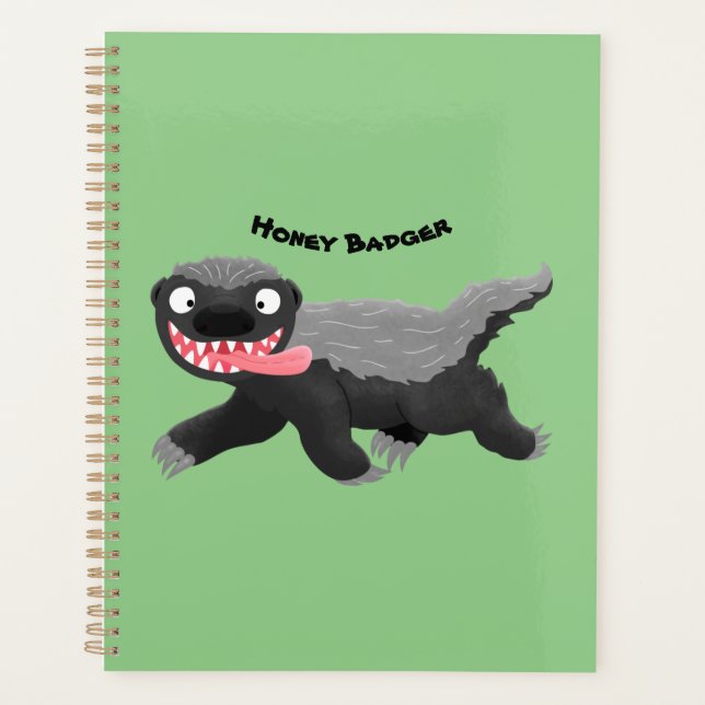 Funny hungry honey badger cartoon illustration planner (Front)