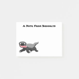 Funny hungry honey badger cartoon illustration post-it notes