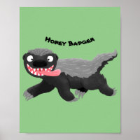 Funny hungry honey badger cartoon illustration