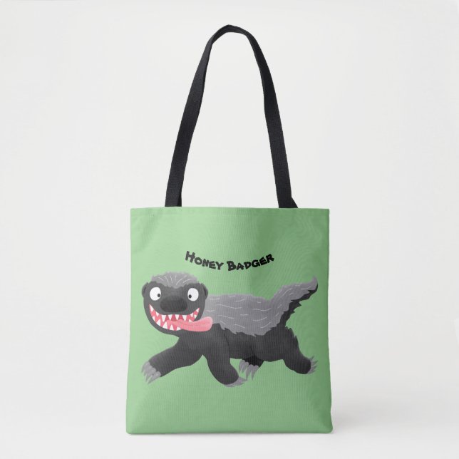 Funny hungry honey badger cartoon illustration tote bag (Front)