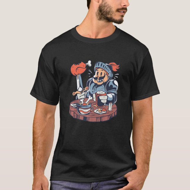 Funny Hungry Knight - Mediaeval Crusader Renaissan T-Shirt (Front)