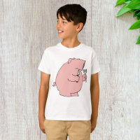 Funny Hungry Pig Holding Fork and Knife