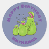Funny hungry pitcher plants cartoon illustration