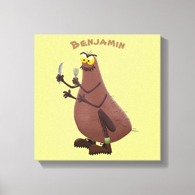 Funny hungry ugly flea cartoon canvas print (Front)