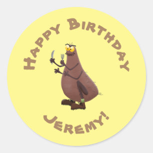 Funny hungry ugly flea cartoon  classic round sticker