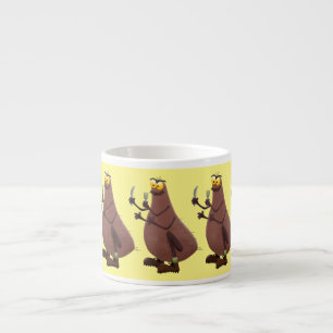 Funny hungry ugly flea cartoon espresso cup