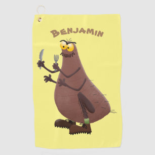 Funny hungry ugly flea cartoon golf towel