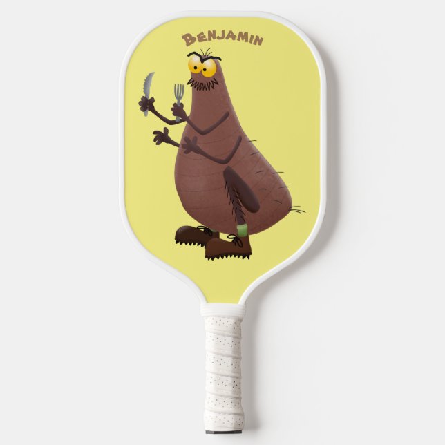 Funny hungry ugly flea cartoon  pickleball paddle (Front)