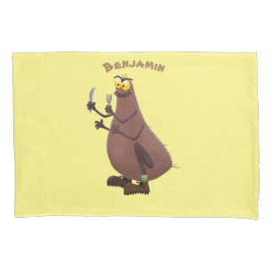 Funny hungry ugly flea cartoon pillowcase