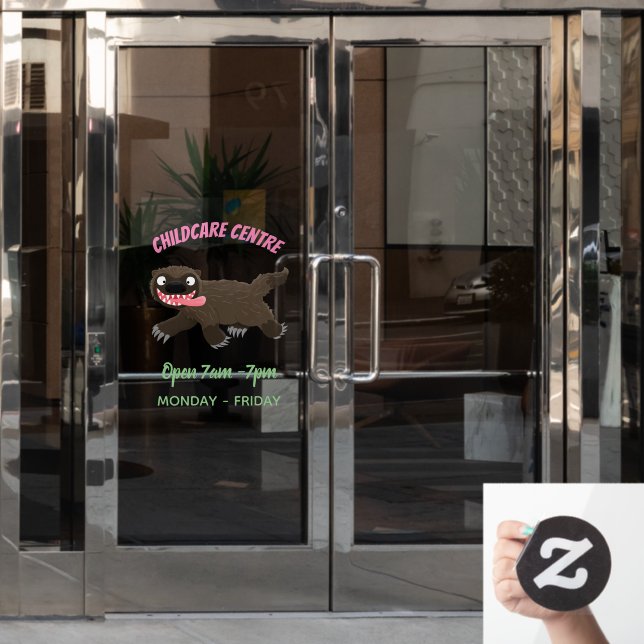 Funny hungry wolverine animal cartoon (Office Door)