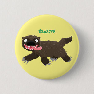 Funny hungry wolverine animal cartoon 6 cm round badge