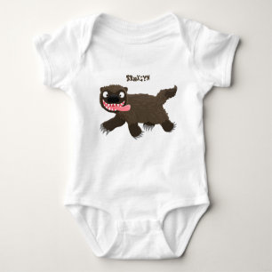 Funny hungry wolverine animal cartoon baby bodysuit