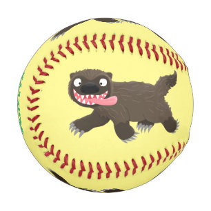 Funny hungry wolverine animal cartoon baseball