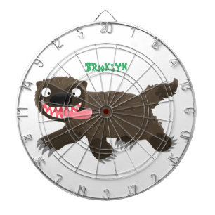 Funny hungry wolverine animal cartoon dartboard
