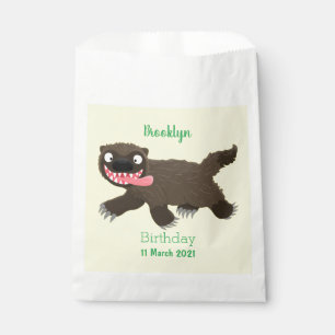 Funny hungry wolverine animal cartoon favour bags