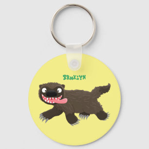 Funny hungry wolverine animal cartoon  key ring