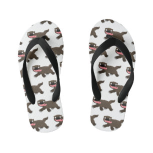 Funny hungry wolverine animal cartoon kid's jandals