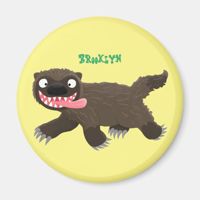 Funny hungry wolverine animal cartoon magnet (Front)