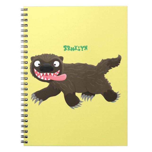 Funny hungry wolverine animal cartoon notebook (Front)