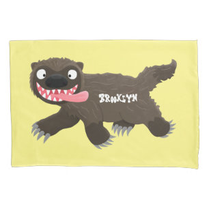 Funny hungry wolverine animal cartoon pillowcase